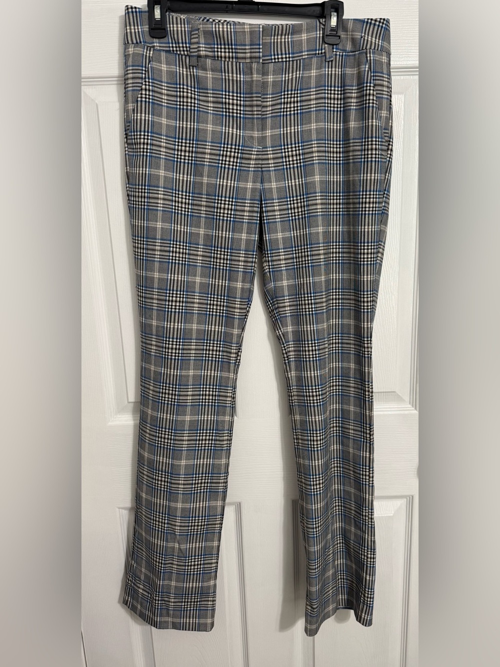 7th Avenue Black Plaid Trousers with Blue Accents